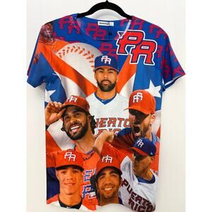 Puerto Rico PR All Over Print Baseball T-Shirt Gainings Size S NWT